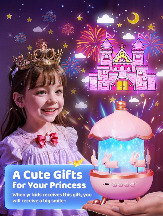 ✨ Bunny's Carousel Night Projector Light – Magical Nighttime Ambience ✨