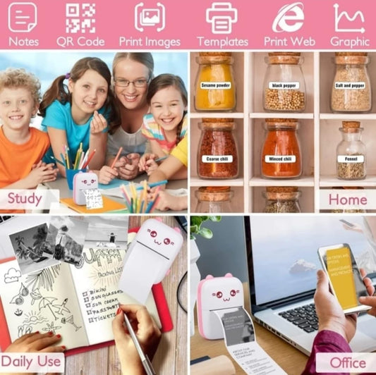 Mini Thermal printer, Inkless printers, School needs, Label printers, Portable compact